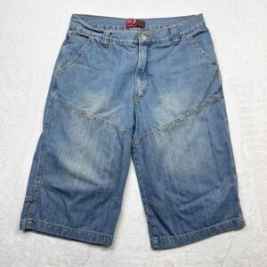Clock House Skateboarding Denim Jean Shorts Blue 36x16 Baggy Y2K Street VTG